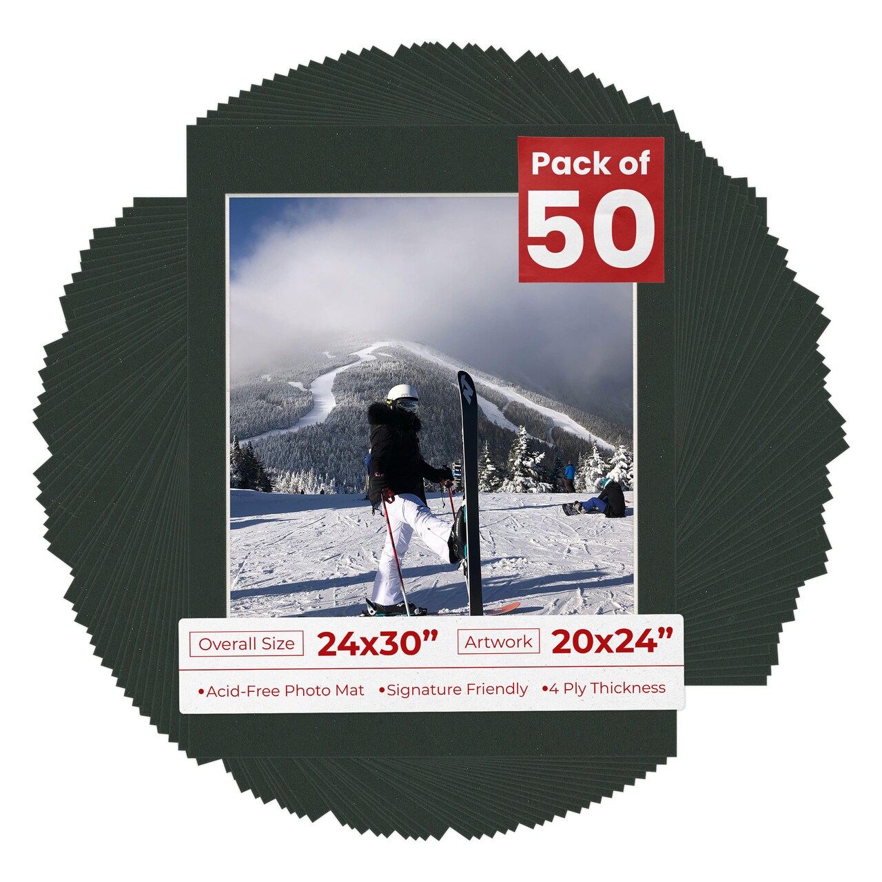 Textured Black Mat Board for 24x30 Frames - Fits 20x24 Photos